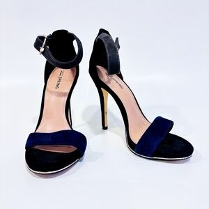 CALL IT SPRING Black and Blue Faux Suede High Heels Sandals